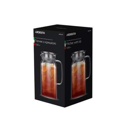 ARDESTO Pitcher with lid, 1200 ml, borosilicate glass, s/s