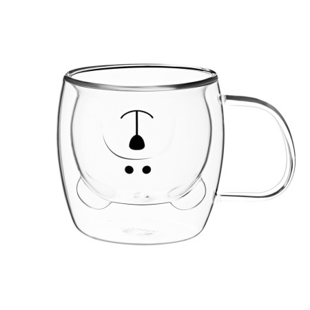 Ardesto Double wall borosilicate glass mug set Animals, 250 ml, 2 pcs, with handles