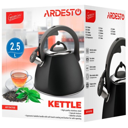 Ardesto Kettle Gemini, 2.5l, stainless steel, grey