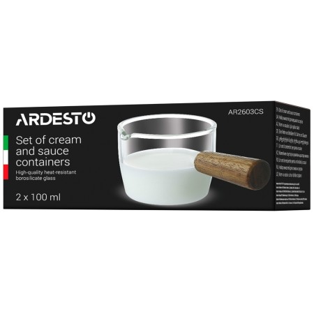 Ardesto Set of capacity for cream and sauce,  100ml, 2 pcs, borosilicate glass, transparent