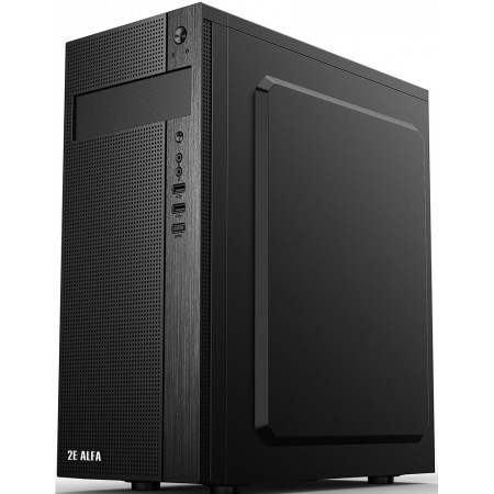 2E Computer case ALFA (E185-400) MidT, PSU 2E ATX400W, MidT,2xUSB2.0,1xUSB3.0, steel (side panel), black