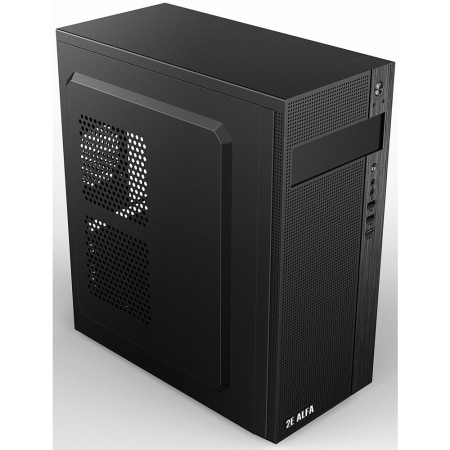 2E Computer case ALFA (E185-400) MidT, PSU 2E ATX400W, MidT,2xUSB2.0,1xUSB3.0, steel (side panel), black
