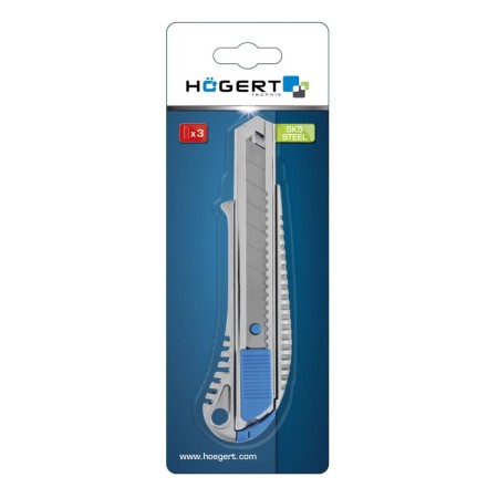 HT4C606 საკანცელარიო დანა Snap-off knife 18 mm, zinc die-cast, one SK5 steel blade Hoegert (10/40)