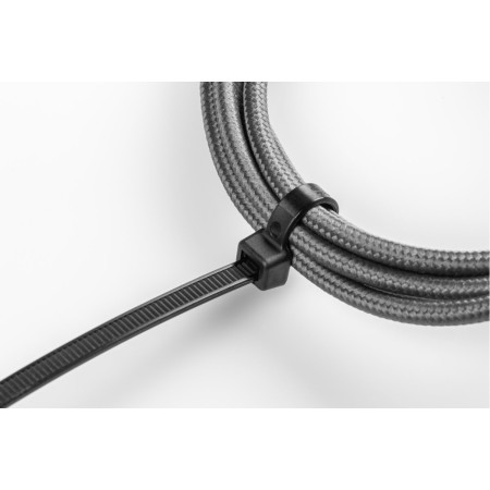 HT2C710 პლასტმასის ხამუთი შავი 4.8 x 200 mm, 100 pcs, Black