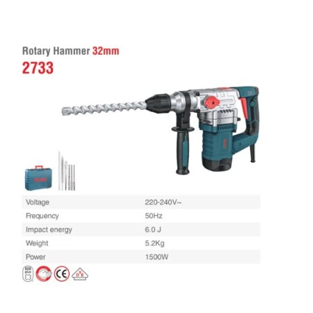 ელექტრო პერფორატორი Ronix-2733 32mm, 6J, 1500w SDS-PLUS